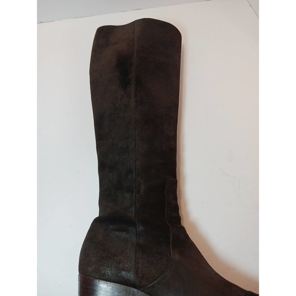 JIMMY CHOO Roughout Suede Knee High Brown Leather Riding Boots Size 6 US 36.5 EU - Picture 13 of 16